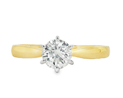 18ct Yellow/White Gold Solitaire Diamond Ring 0.70ct