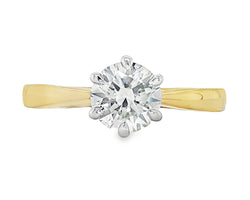 18ct Yellow/White Gold Solitaire Diamond Ring 1.01ct
