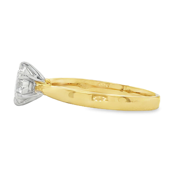 18ct Yellow/White Gold Solitaire Diamond Ring 1.01ct