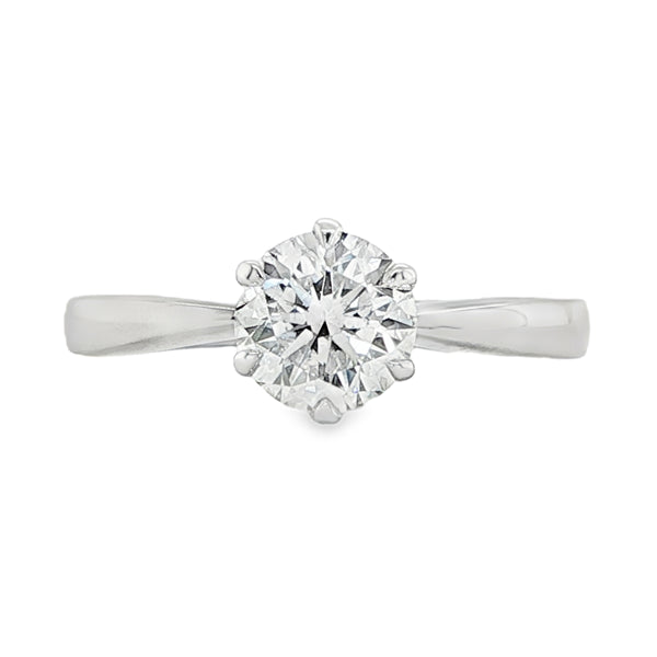 1.00ct natural diamond solitaire ring in 18ct white gold round brilliant engagement ring