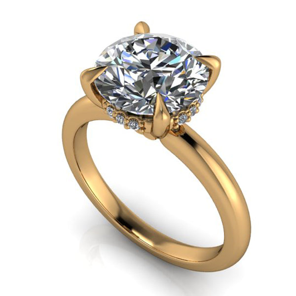 3.00ct lab grown diamond ring with hidden halo in 18ct yellow gold