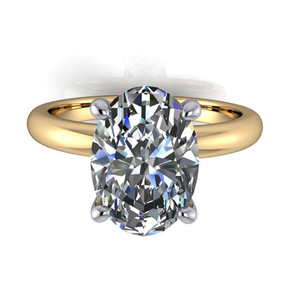 Oval Hidden Halo Engagement Ring – Yellow Gold