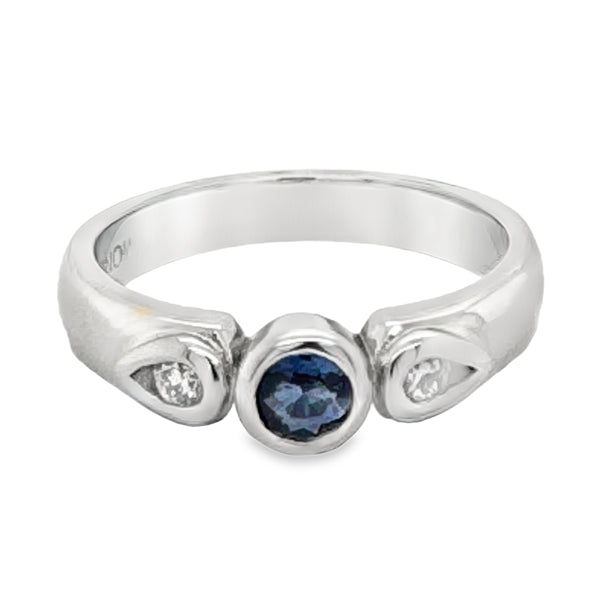 Platinum Ceylon Sapphire & Diamond Ring
