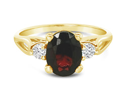 10ct Yellow Gold Garnet Ring with Lab Grown Diamonds