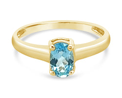 9ctYellow Gold Swiss Blue Topaz Ring 6x4mm Oval