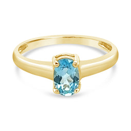 9ctYellow Gold Swiss Blue Topaz Ring 6x4mm Oval