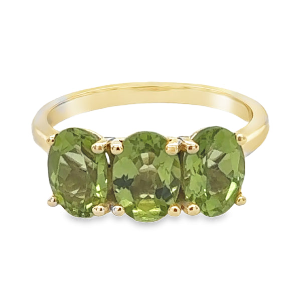 9ct Yellow Gold Three Stone Peridot Ring