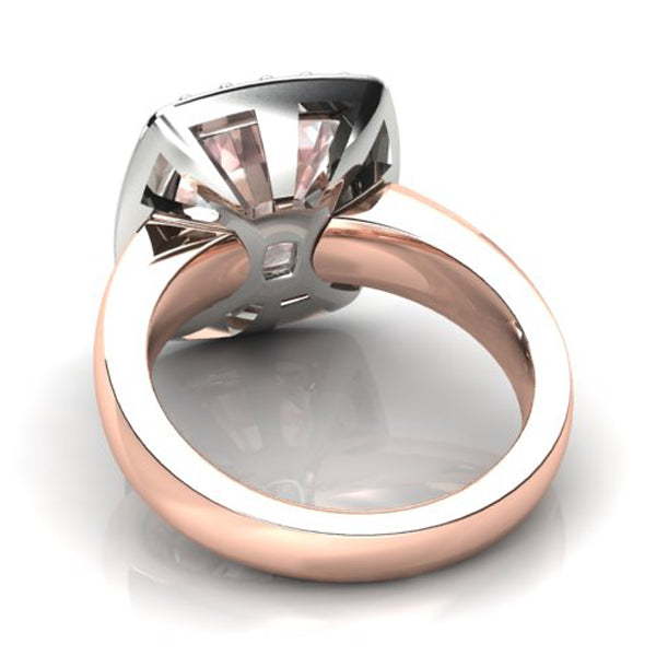 18ct Rose & White Gold Morganite & Diamond Halo Dress Ring