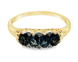 9ct Yellow Gold London Blue Topaz Ring TZ=4x(4x3) DI=0.03ct