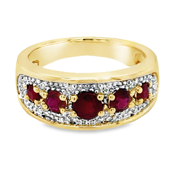 9ct Yellow Gold Ruby & Diamond Ring R=1.42ct DI=0.14ct