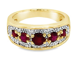 9ct Yellow Gold Ruby & Diamond Ring R=1.42ct DI=0.14ct