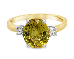18ct Yellow/White Gold Yellow Sapphire & Diamond Ring SA=3.00ct DI=0.17ct