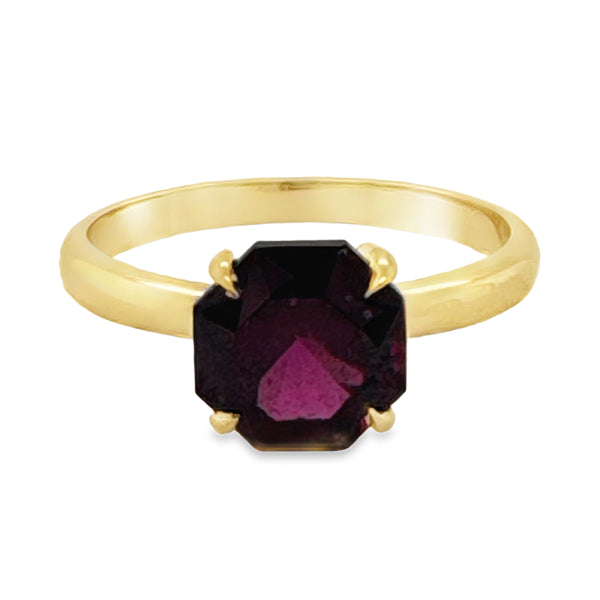 9ct Yellow Gold Octagonal Cut Garnet Ring