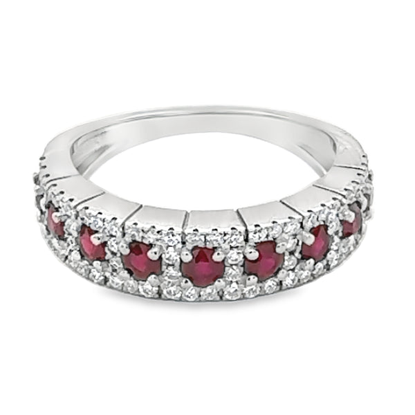 18ct White Gold Ruby & Diamond Ring 0.44ct Total Diamond Weight