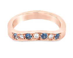 9ct Rose Gold Shaped Ring Blue Topaz & Diamond