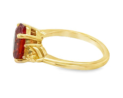 18ct Yellow Gold Mexican Fire Opal and Yellow Sapphire Ring