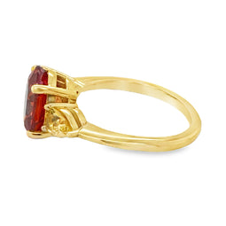 18ct Yellow Gold Mexican Fire Opal and Yellow Sapphire Ring
