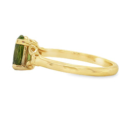 10ct Yellow Gold Oval Peridot (8x6mm) Infinity Ring