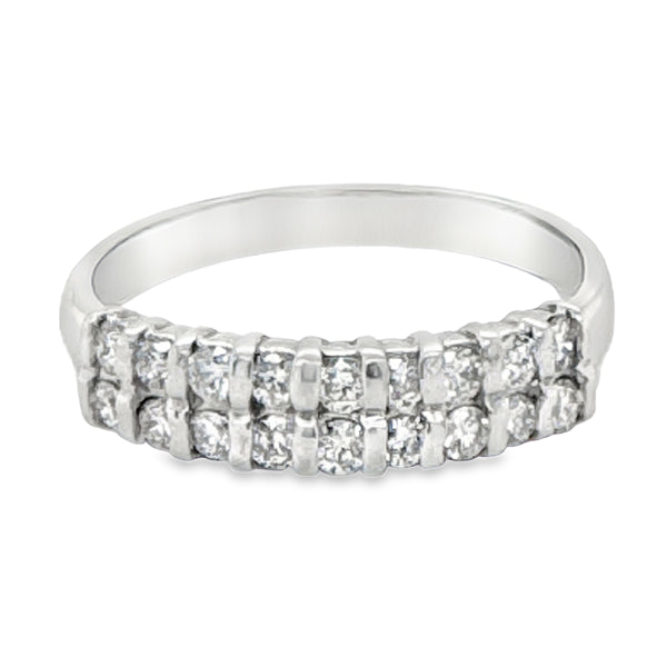 9ct White Gold Diamond Double Row Eternity Ring