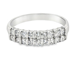 9ct White Gold Diamond Double Row Eternity Ring