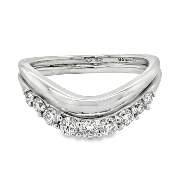 18ct White Gold Diamond Curved Double Ring Design