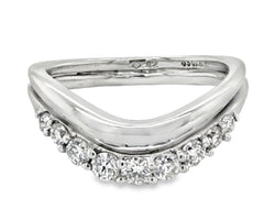 18ct White Gold Diamond Curved Double Ring Design
