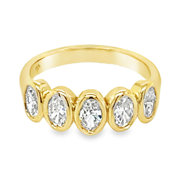 Oval lab grown diamond ring 0.98ct in 18ct yellow gold bezel setting