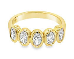 Oval lab grown diamond ring 0.98ct in 18ct yellow gold bezel setting