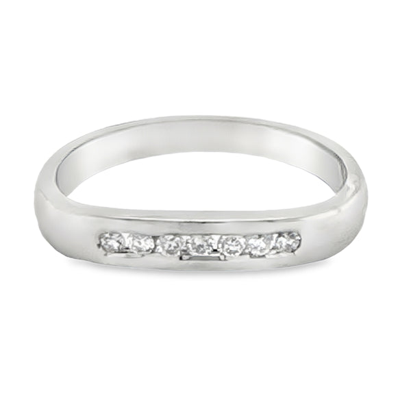 18Ct White Gold Diamond Channel Set Curved Eternity Ring