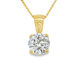 9ct Yellow Gold 1.00ct Lab Grown Round Diamond Pendant