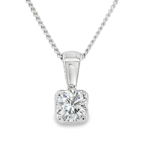 9ct White Gold 0.43ct Lab Grown Diamond Pendant Round Brilliant Cut D-G/VS-SI