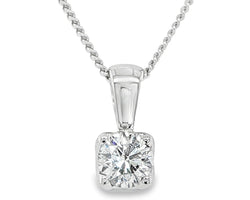 9ct White Gold 0.43ct Lab Grown Diamond Pendant Round Brilliant Cut D-G/VS-SI