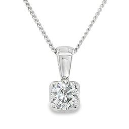 9ct White Gold 0.43ct Lab Grown Diamond Pendant Round Brilliant Cut D-G/VS-SI
