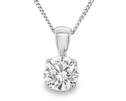9ct White Gold 1.00ct Lab Grown Diamond Pendant on Chain