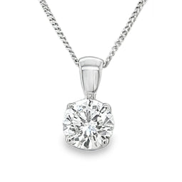 9ct White Gold 1.00ct Lab Grown Diamond Pendant on Chain