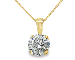 9ct Yellow Gold 2.00ct Lab Grown Round Diamond Pendant