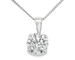9ct White Gold 2.00ct Lab Grown Round Brilliant Cut Diamond Pendant