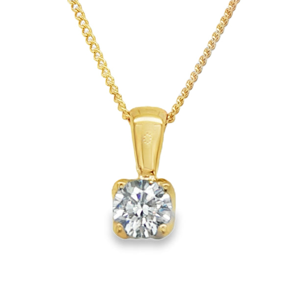 9ct Yellow Gold Lab Grown Diamond Solitaire Pendant 0.43ct