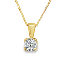 9ct Yellow Gold Lab Grown Diamond Solitaire Pendant 0.43ct