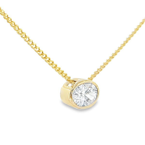 TALIA - 9ct Yellow Gold Diamond Pendant Rubover Set Modern Horizontal 0.42ct on Chain