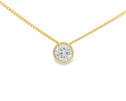 CLARETTE - 9ct Yellow Gold Diamond Pendant Rubover Set 0.57ct on Chain