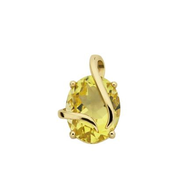 9ct Yellow Gold Lemon Quartz Pendant on Chain