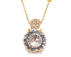 Fantasy Cut Quartz and Diamond Rose Gold Pendant