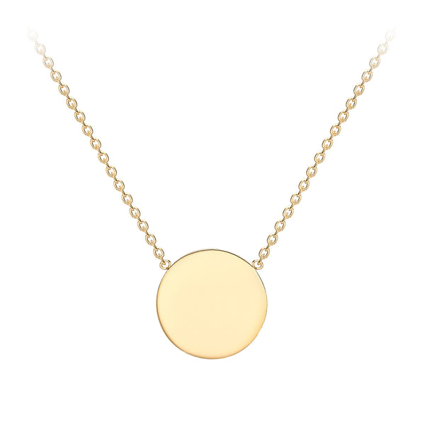 9ct Yellow Gold Solid 10mm Disc Necklace 41+2Cm