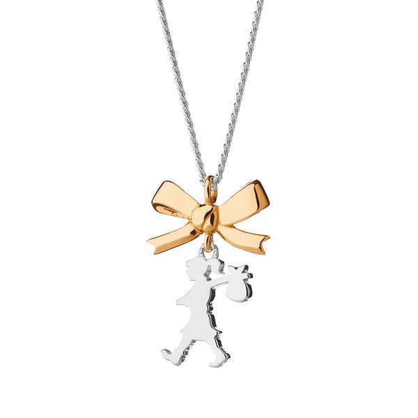 Mini Girl with a Bow Necklace Silver/9ct Yellow Gold 45cm