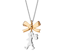 Mini Girl with a Bow Necklace Silver/9ct Yellow Gold 45cm