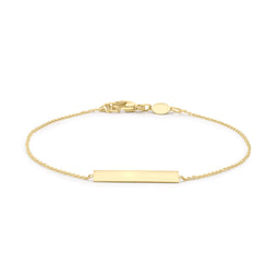 9K Yellow Gold Solid Horizintal Bar Bracelet 18.1Cm