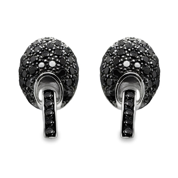 18ct White Gold Black Diamond Stud Earrings