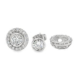 18ct White Gold Diamond Solitaire Earrings with Removable Platinum Diamond Halo Jackets