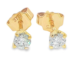 9ct Yellow Gold 0.32ct Solitaire Round Brilliant Cut Lab Grown Diamond Ear Studs